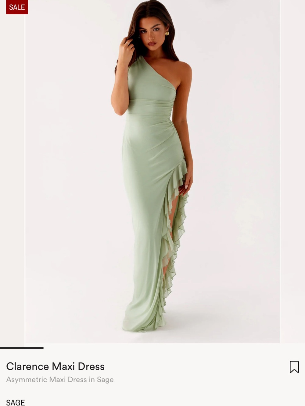 Peppermayo Clarence One-Shoulder Maxi Dress in Sage Green M
